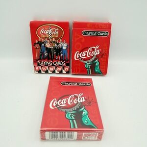 Coca Cola Playing Cards Set 3 Decks NASCAR Racing Bottle Cap  *One New Unopened*